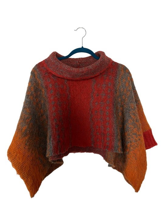 Vertigo Sweaters - Vertigo SzXs/S Cowl Neck Cropped Fuzzy Wool Blend Knit Sweater, Rust and Orange